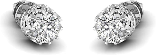 Earring Studs 0.3 to 4 Carat Moissanite Stud Earrings (Round Brilliant) 18K white-gold (GH/VVS) Stud Earrings for Women perfect Jewelry Gifts for Women Teen Girls