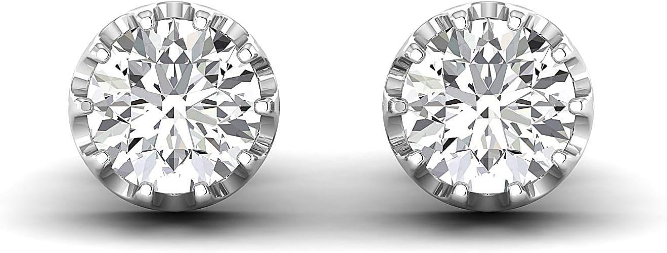 Earring Studs 0.3 to 4 Carat Moissanite Stud Earrings (Round Brilliant) 18K white-gold (GH/VVS) Stud Earrings for Women perfect Jewelry Gifts for Women Teen Girls