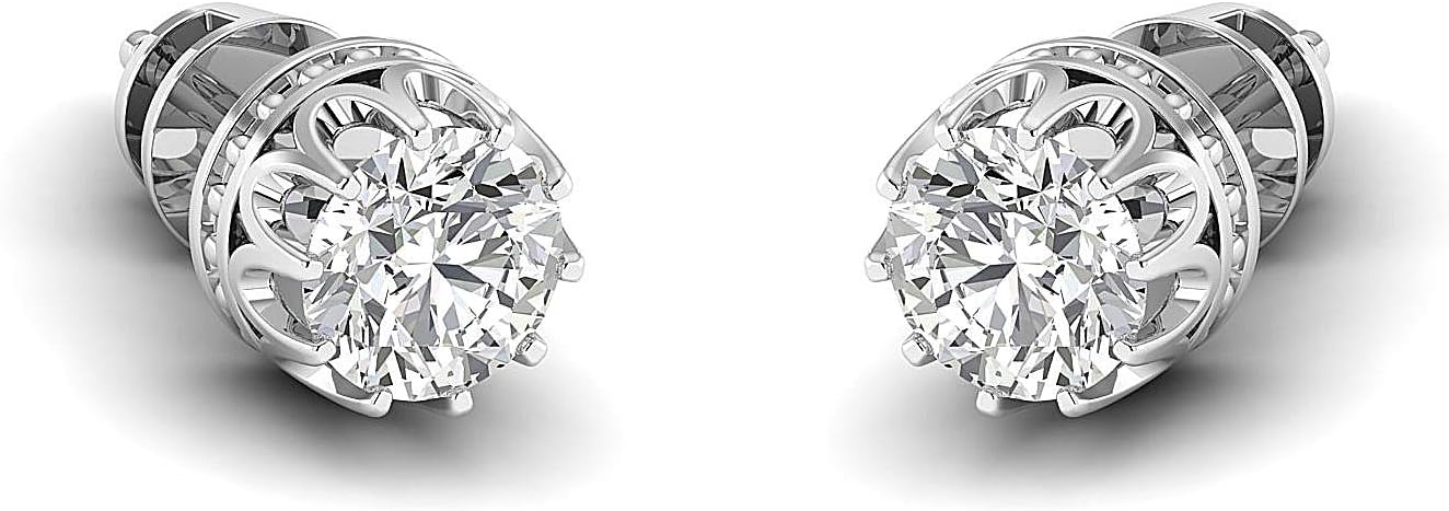 Earring Studs 0.3 to 4 Carat Moissanite Stud Earrings (Round Brilliant) 18K white-gold (GH/VVS) Stud Earrings for Women perfect Jewelry Gifts for Women Teen Girls