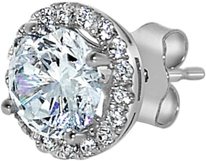 Jewelry 14K White Gold Cubic Zirconia Halo Earring and Pendant Set