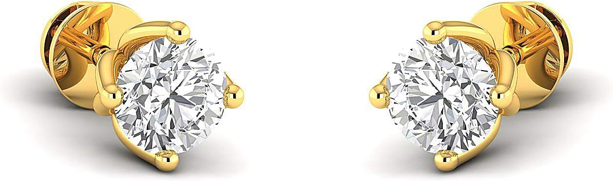 Earring Studs 0.3 to 4 Carat Moissanite Stud Earrings (Round Brilliant) 14K yellow-gold (GH/VVS) Stud Earrings for Women perfect Jewelry Gifts for Women Teen Girls